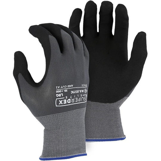 Abrasion, Cut, Puncture Resistant Glove - Nylon/Spandex, Foam Nitrile Palm (PK 12 Pairs) - Majestic