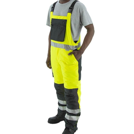 Bib Overalls - Waterproof, High Visibility, Reflective Striping, Quilted Lining - Majestic