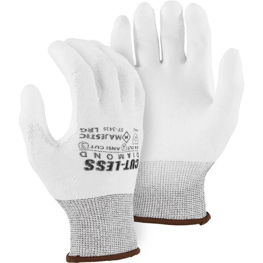 Cut Resistant Glove - Dyneema Blend, White Polyurethane Palm Dip, Light Cut Resistance (PK 12 Pairs) - Majestic