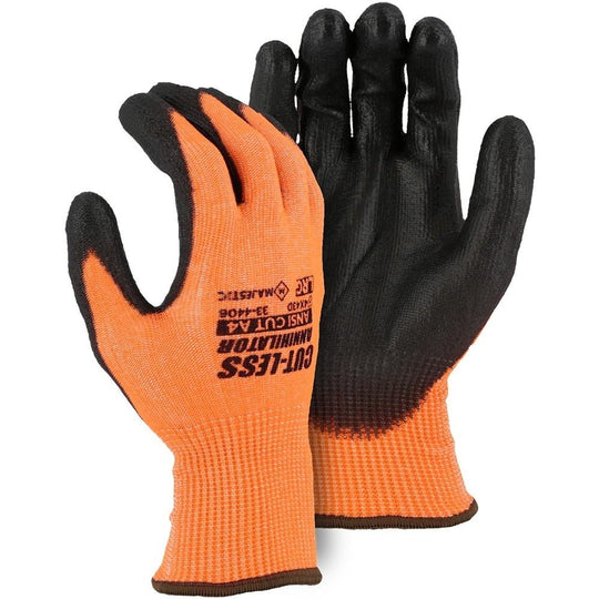 Cut Resistant Glove - Orange Cut-Less Annihilator Blend, Polyurethane Palm Dip, Moderate Cut Resistance (PK 12 Pairs) - Majestic
