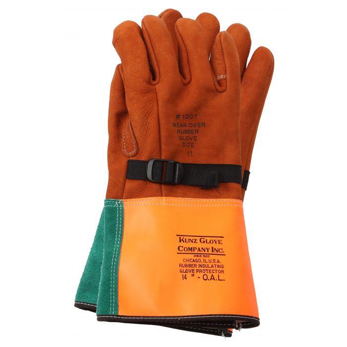 12 Pair Kunz Buffed Cowhide Leather Voltage Glove Protectors - Arc