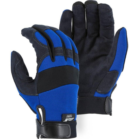 Mechanics Gloves with Armor Skin Palm - Adjustable Wrist Velcro (PK 12 Pairs) - Majestic