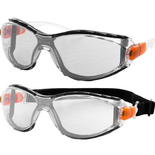 Sealed Eyewear - Adjustable, Lined Safety Glasses/Goggles with Elastic Band - Majestic Riot Shield (PK 12 Glasses)