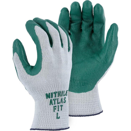 Majestic 3230 Atlas Green Nitrile Coated Gloves, Size Large