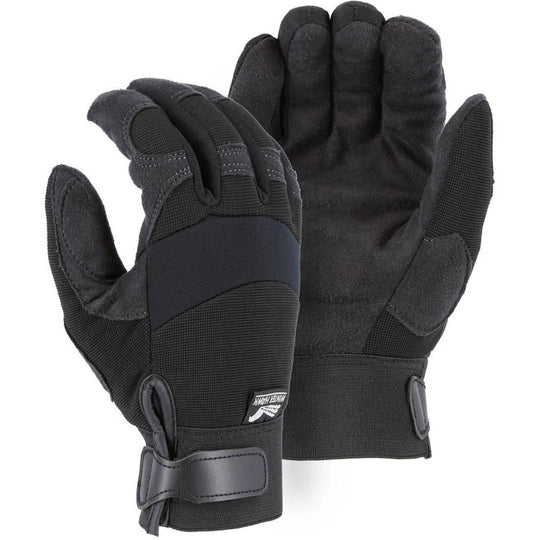 Winter Lined Adjustable Wrist Velcro Mechanics Gloves with Armor Skin Palm (PK 12 Pairs) - Majestic